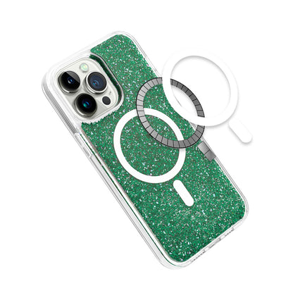 For Samsung Galaxy S25 /S24 Hybrid Epoxy Glitter Shiny Flower Design Stylish Fashion Case, Magnetic MagSafe Compatible, Shockproof Case Cover
