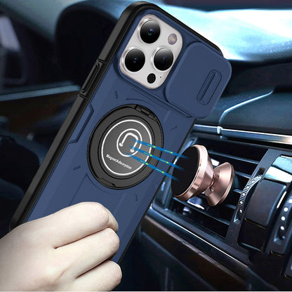 For Samsung Galaxy S25+ /S25 Plus /S24+ Plus Build in Invisible Magnetic Ring Stand with Slide Camera Protector, fit Magnetic Car Mount [Compatible with MagSafe] Case Cover