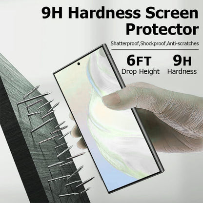 Screen Protector for Samsung Galaxy S23 Ultra Tempered Glass 3D Curved Edge Full Glue Fingerprint Unlock HD Clear Bubble Free Sensitive Touch Screen Guard Cover Tempered Glass