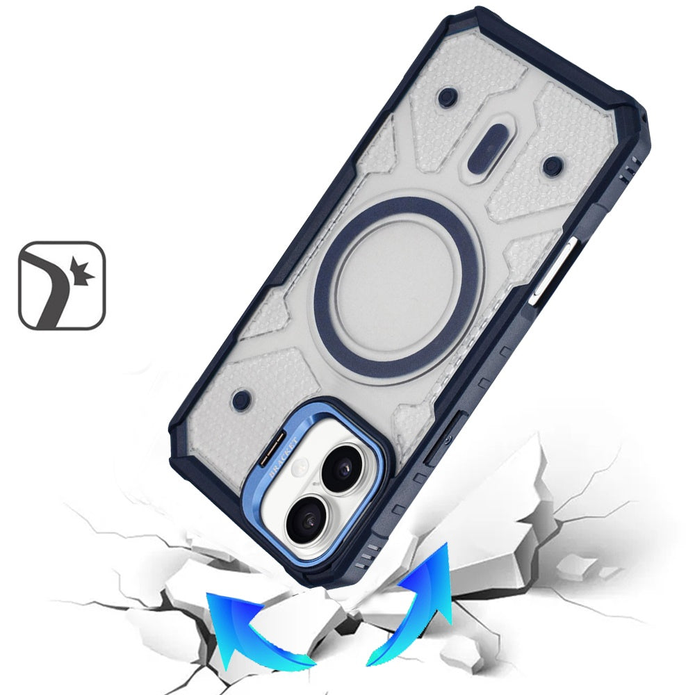 For Apple iPhone 17 Transparent Tough Dotted Magnetic Case with Camera Stand & Hybrid Grip Shockproof Case Cover