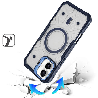 For Apple iPhone 17 Transparent Tough Dotted Magnetic Case with Camera Stand & Hybrid Grip Shockproof Case Cover