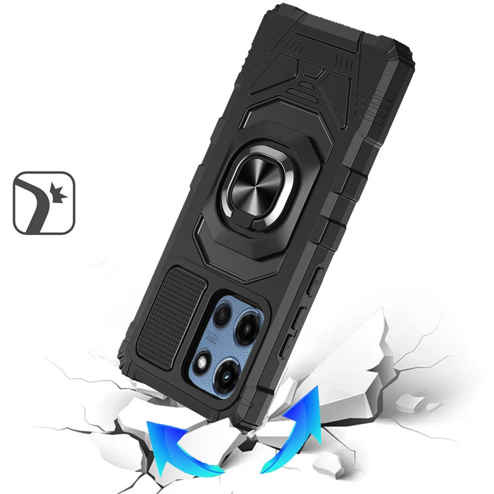 For Motorola Moto G 5G 2026/2025 Hybrid Dual Layer with 360° Rotate Magnetic Ring Stand Holder Kickstand TPU Rugged PC Shockproof Case Cover Grey