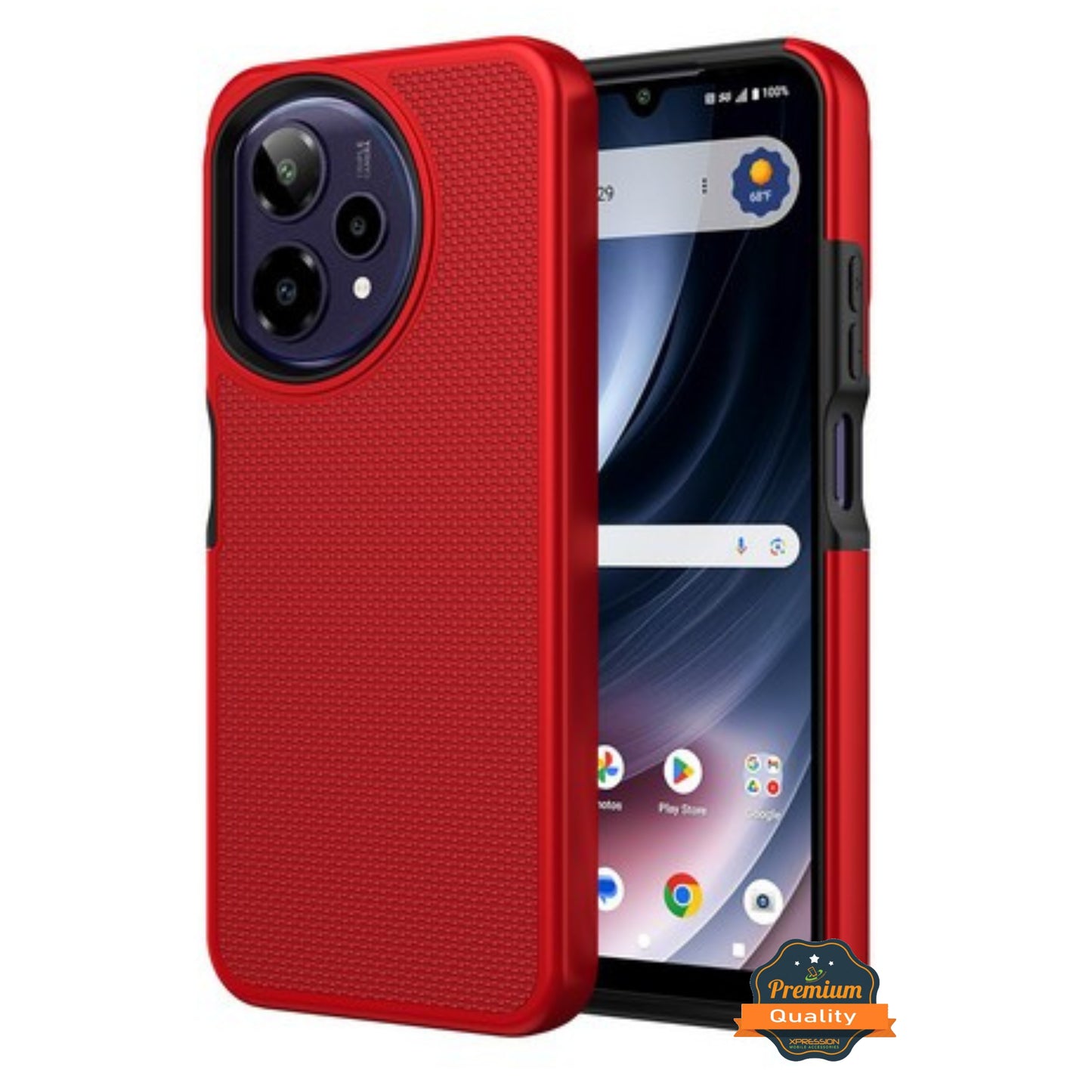 For AT&T Verge 2 Dual Layer Slim & Tough Hybrid Shockproof Heavy Duty Rubber TPU Matte with Textured Rugged Shell Protection Case Cover