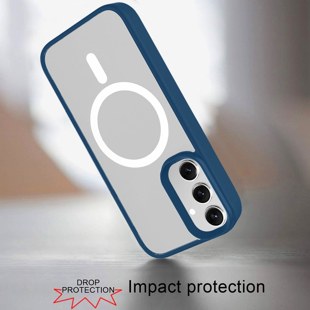 For Samsung Galaxy S24+ Plus Magnetic Circle Hybrid 2mm Shock Protection Durable Grip Color Button Design for Ultra Series Case Cover Midnight Green