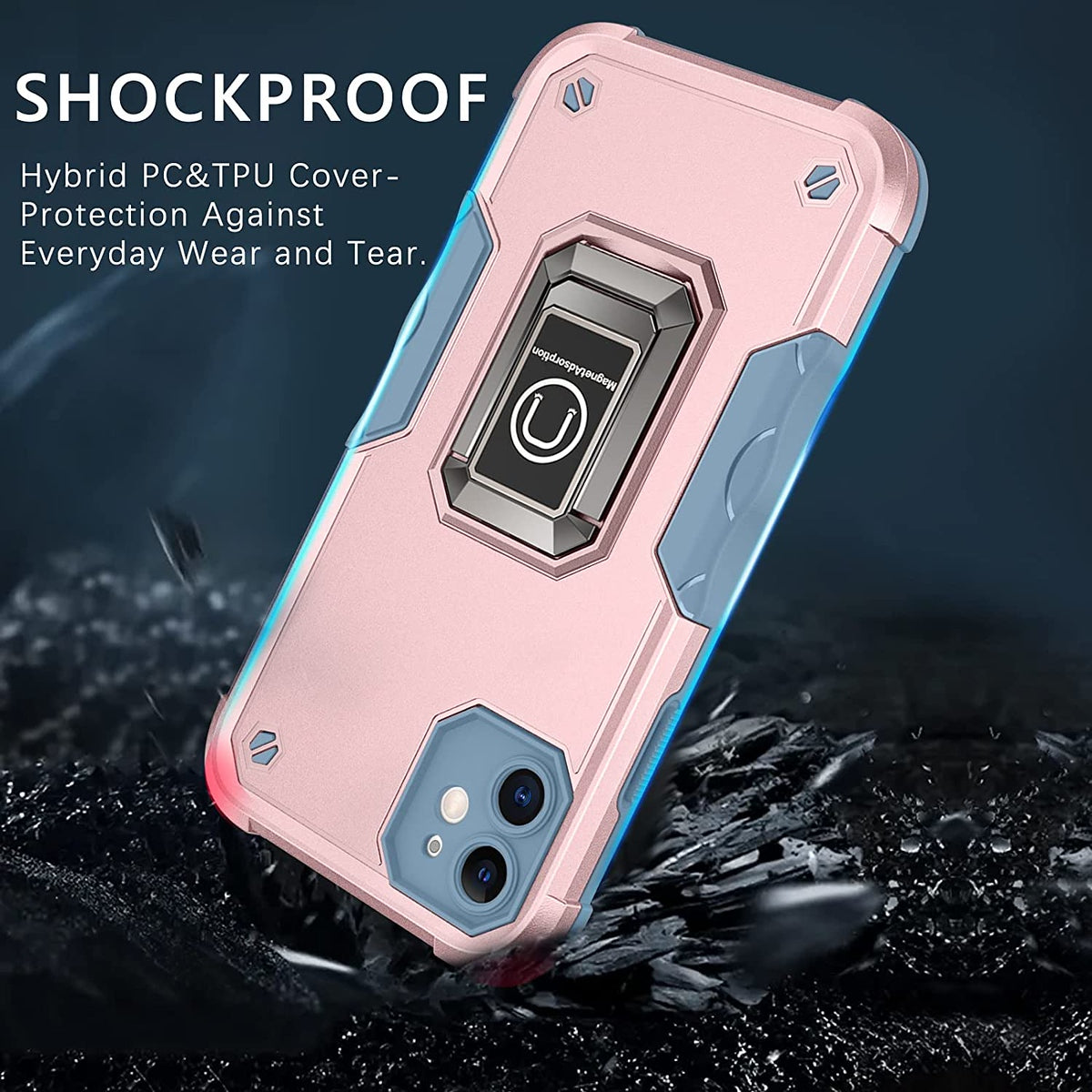 For Apple iPhone 16e /iPhone SE4 Heavy Duty Hybrid 2in1 Hard PC & TPU Rugged Bumper Shockproof with Magnetic Ring Kickstand Case Cover