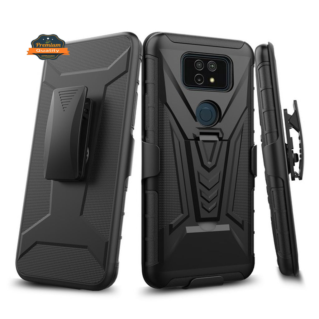 For Motorola Moto G Stylus 5G 2021 Hybrid Armor Kickstand with Swivel Belt Clip Holster Heavy Duty 3 in 1 Shockproof Rugged  Phone Case Cover