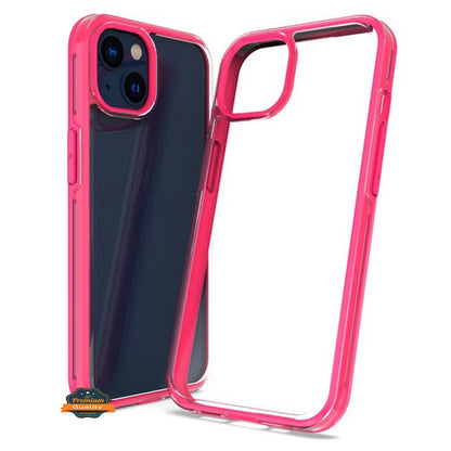 For Apple iPhone 14 /Plus Pro Max Transparent Back Hybrid Shockproof Protection Color TPU Frame Hard PC Slim  Phone Case Cover