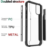 For Samsung Galaxy A73 5G Hybrid Aluminum Alloy Metal Clear Transparent Back PC TPU Bumper Frame Shockproof  Phone Case Cover