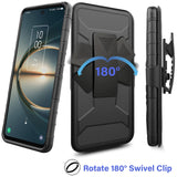 For Samsung Galaxy A13 5G Belt Clip Holster Dual Layer Shockproof with Clip On & Kickstand Heavy Duty Full Body Hybrid Black Phone Case Cover