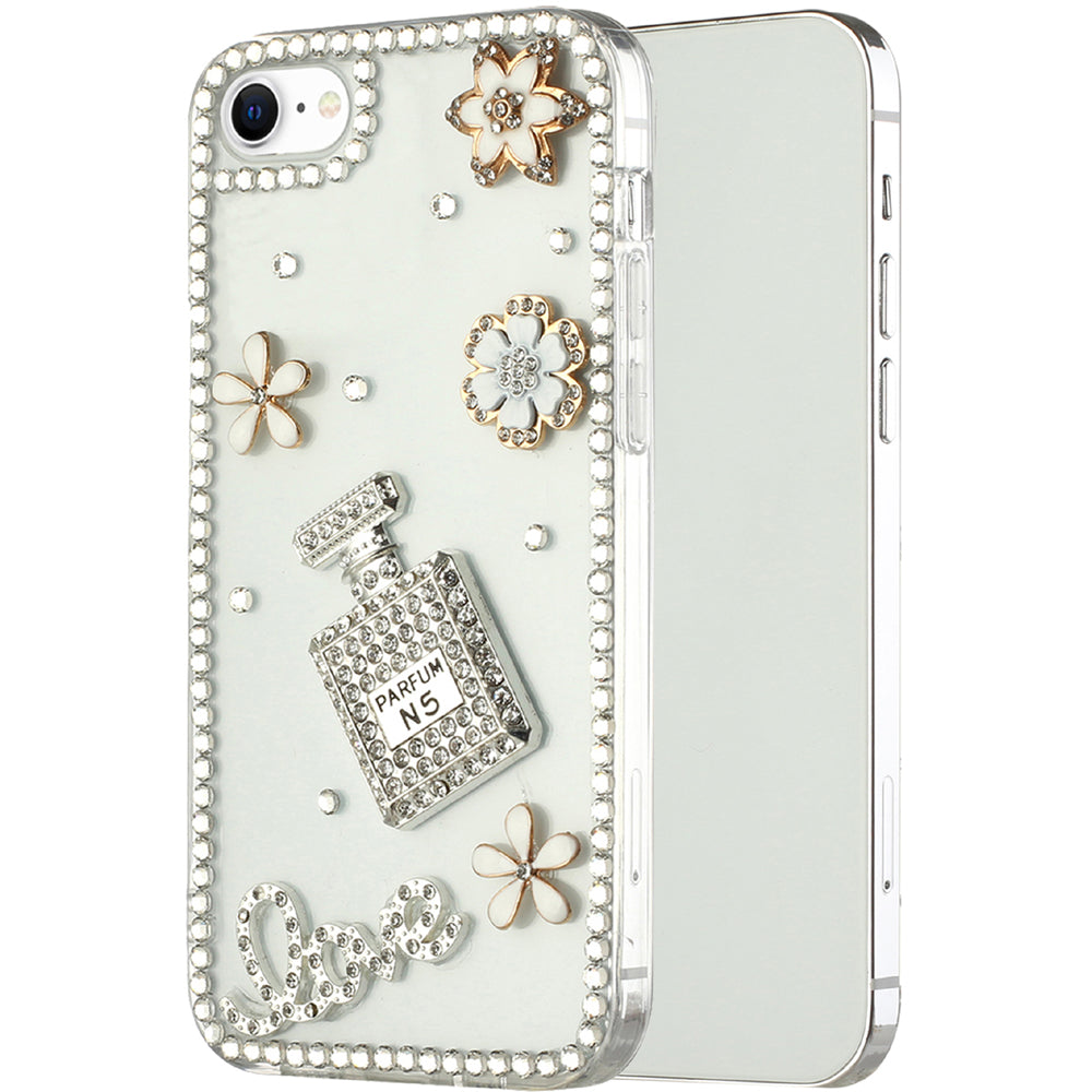 For Apple iPhone XR Bling Clear Crystal 3D Full Diamonds Luxury Sparkle Transparent Rhinestone Hybrid Bumper  Phone Case Cover