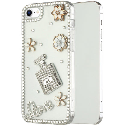 For Apple iPhone XR Bling Clear Crystal 3D Full Diamonds Luxury Sparkle Transparent Rhinestone Hybrid Bumper  Phone Case Cover
