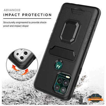 For Apple iPhone 14 (6.1") Wallet Credit Card Slot Holder with Metal Ring Kickstand Hybrid Dual Layer Magnetic Stand  Phone Case Cover