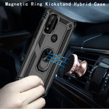 For Motorola Moto G Pure Hybrid Armor Durable 360 Degree Rotatable Ring Stand Holder Kickstand Fit Magnetic Car Mount Gray Phone Case Cover