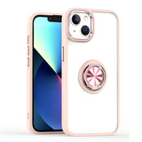 For Apple iPhone 13 Pro Max (6.7") Slim Transparent Shockproof Hybrid Chromed with Magnetic Ring Stand Holder  Phone Case Cover