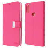 For Alcatel 3V 5032w (2019) PU Leather Wallet with Credit Card Holder Storage Folio Flip Pouch Stand Hot Pink Phone Case Cover