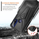 For T-Mobile Revvl 6 Pro 5G Hybrid Belt Clip Holster with Built-in Kickstand, Heavy Duty Protective Shock Absorption Armor Black Phone Case Cover