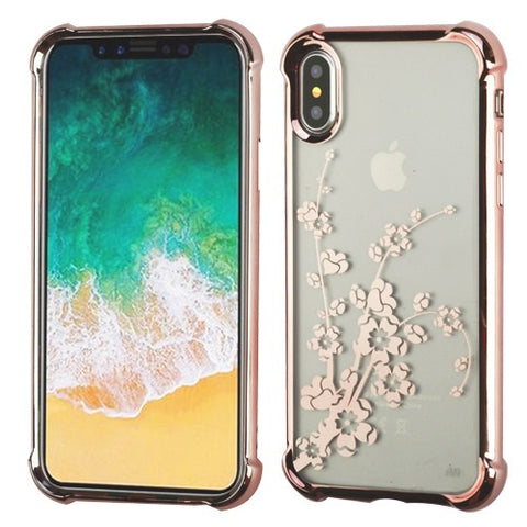 Apple iPhone XS/X Floral Stylish Design Hybrid Rubber TPU Hard PC Shockproof Armor Rugged Slim Fit