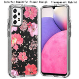 For Samsung Galaxy A33 5G Glitter Floral Print Pattern Clear Design Shockproof Hybrid Fashion Sparkle Rubber TPU Bumper  Phone Case Cover
