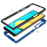 For Motorola Moto G 5G UW (Verizon) Clear Dual Layer Tuff Rugged Bumper Frame Heavy Duty Hybrid Shockproof Rubber TPU Defender Blue Phone Case Cover