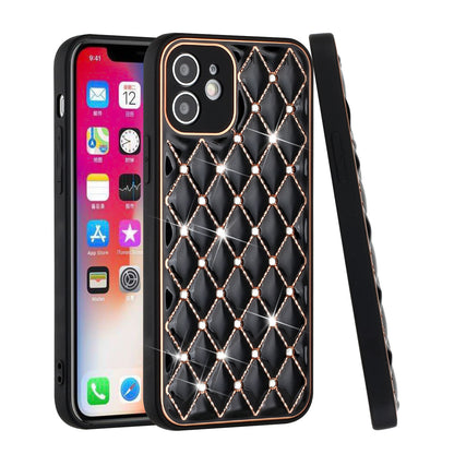 For Apple iPhone 14 Plus /Pro Max Diamonds Fashion Bling Rhinestone Glitter Luxury Plating Hybrid TPU Sturdy Hard PC TPU Back  Phone Case Cover