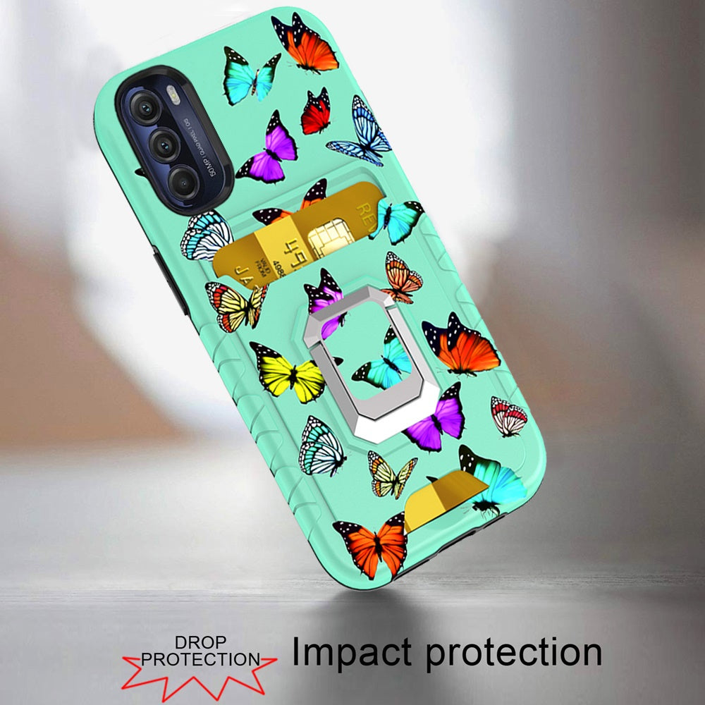 For Apple iPhone 14 Pro Max (6.7") Stylish Wallet with Credit Card Holder & Magnetic Stand Ring Heavy Duty Hybrid  Phone Case Cover