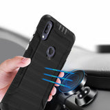 For Samsung Galaxy A22 5G Hybrid Dual Layer Slim Defender Armor Tuff Metallic Brush Texture Finishing Shockproof Hard TPU Rubber  Phone Case Cover