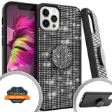 For Apple iPhone 13 /Pro Max Mini Luxury Glitter Sparkle Bling Rugged Hybrid Slim with Collapsible Stand Ring Holder Hard Shell Armor  Phone Case Cover