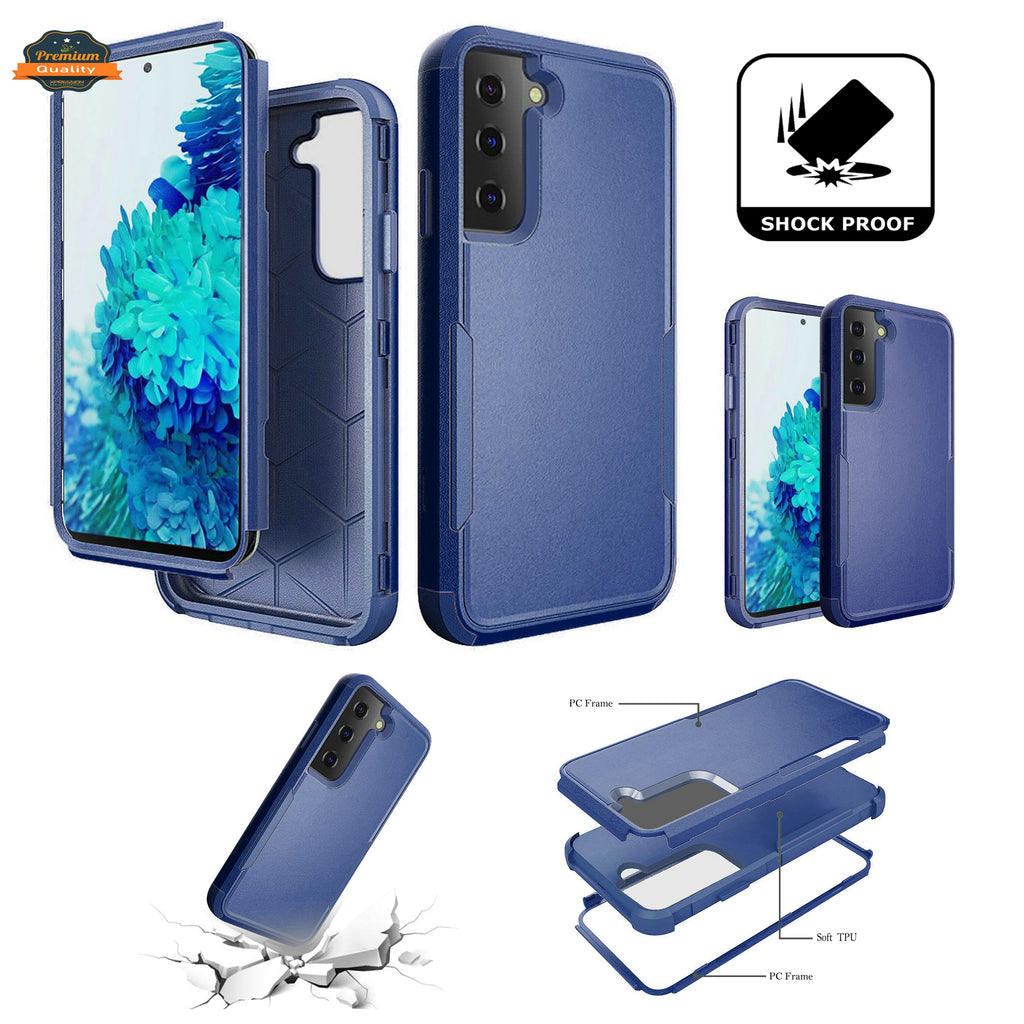 For Samsung Galaxy A13 5G Hybrid Rugged Hard Shockproof Drop-Proof with 3 Layer Protection, Military Grade Heavy-Duty Armor Design Blue Phone Case Cover