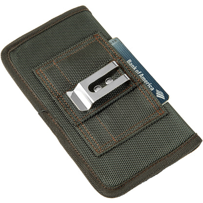 For Samsung Galaxy S21 FE /S21 Fan Edition Universal Horizontal Cell Phone Case Nylon Holster Carrying Pouch with Belt Clip and 2 Card Slots fit Large Devices 6.3" [Midnight Green]