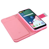 For LG K31 /Aristo 5/Fortune 3/Tribute Monarch / Phoenix 5 PU Leather Wallet with Credit Card Holder Storage Flip Pouch Stand Pink Phone Case Cover