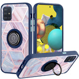 For Samsung Galaxy A03S Unique Marble Design with Magnetic Ring Kickstand Holder Hybrid TPU Hard PC Shockproof Armor  Phone Case Cover