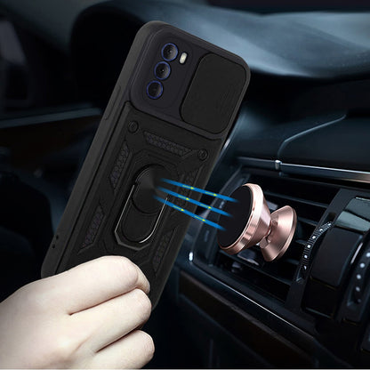 For Apple iPhone 14 Pro (6.1") Hybrid Cases with Slide Camera Lens Cover, Ring Holder Kickstand Rugged Dual Layer  Phone Case Cover