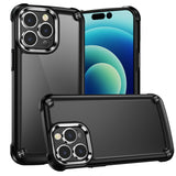 For Apple iPhone 13 Pro Max 6.7" Hybrid Transparent Rubber Gummy with Metal Buttons Hard TPU Corner Bumper Frame  Phone Case Cover
