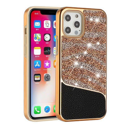 For Apple iPhone 12 Pro Max (6.7") Bling Animal Skin Design Glitter Hybrid Thick TPU Shiny Protective Rubber Frame  Phone Case Cover