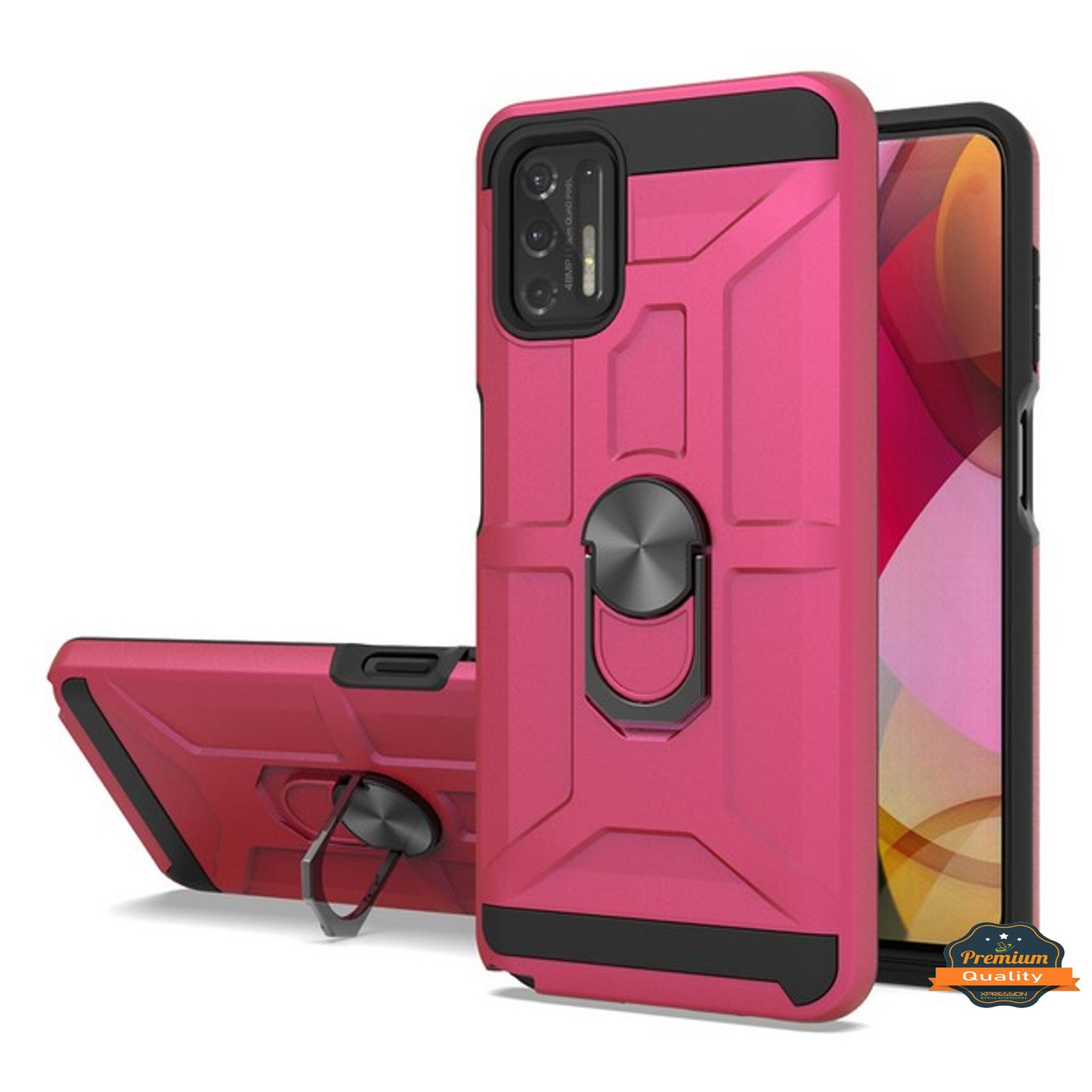 For Motorola Moto G Stylus 2021 4G Hybrid Ring Stand [360° Rotatable Ring Holder Magnetic Kickstand] Shockproof Rubber TPU  Phone Case Cover