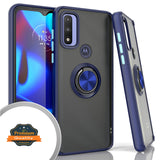 For Motorola Moto G Pure Finger Ring Stand Holder Kickstand Hybrid Frosted Matte TPU Hard PC Frame Shock-Absorption Thin  Phone Case Cover