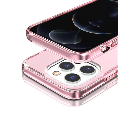 For Apple iPhone 14 Pro Max (6.7") Transparent Shock Absorption Thick TPU Rubber Gel Ultra Thick 3mm Hybrid Protective Pink Phone Case Cover