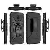 For Cricket Icon 3 (2021) Combo 3 in 1 Rugged Swivel Belt Clip Holster Heavy Duty Tuff Hybrid Armor Rubber TPU with Kickstand Stand  Phone Case Cover