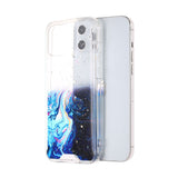 For Apple iPhone 13 Mini (5.4") Pattern Clear Design Transparent Glitter Bling Hybrid Plastic Hard Back TPU Rubber Armor  Phone Case Cover