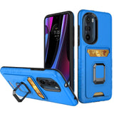 For Motorola Edge+ 2022 /Edge Plus Stylish Wallet Case Designed with Credit Card Holder & Kickstand Ring Hybrid Armor  Phone Case Cover