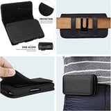 Universal Extra Large Horizontal Belt Clip Holster Rugged Canvas Nylon Fabric Pouch Phone Holder Cover [Elastic Side] with Belt Clip & Loops (Holds Phone Up To 7 Inch) Universal Standard Black
