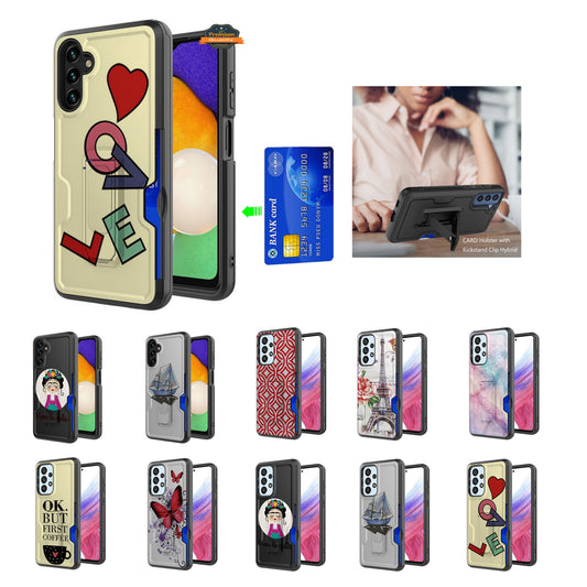 For Samsung Galaxy A13 5G Hidden Wallet Credit Card Slots with Kickstand Back Design Fashion Hybrid Shockproof Hard  Phone Case Cover