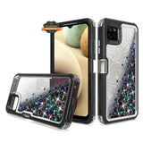 For Boost Mobile Celero 5G Hybrid Liquid Glitter 3D Bling Quicksand Flowing Sparkle Hard Shockproof 3 in 1 TPU Heavy Duty  Phone Case Cover