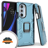 For Motorola Edge+ Plus 2022 Hybrid Heavy Duty Armor Protective with 360° Degree Ring Holder Kickstand [Military-Grade]  Phone Case Cover