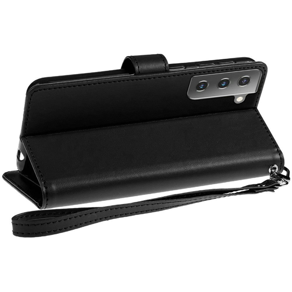For Samsung Galaxy A13 4G Wallet Case PU Leather Credit Card ID Pocket Cash Holder Slot Dual Flip Pouch Folio Stand, Strap Black Phone Case Cover
