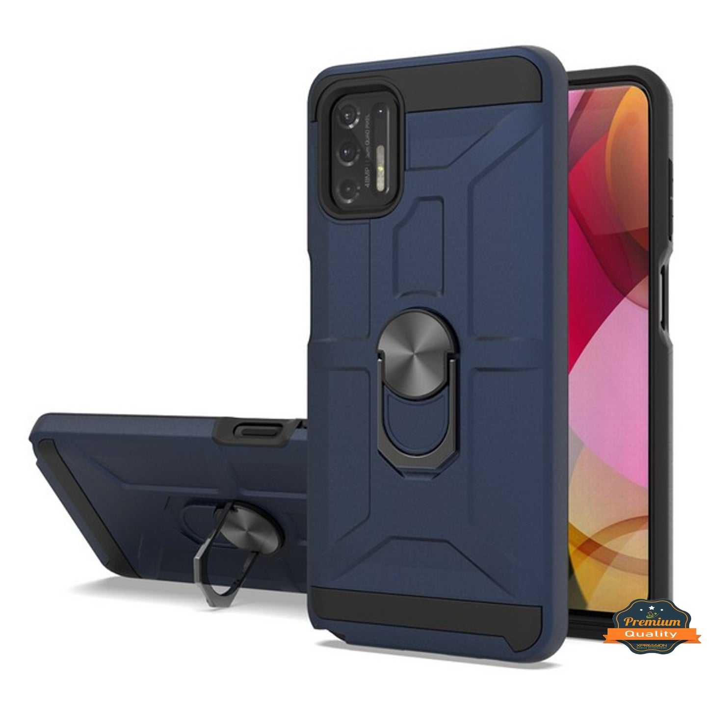 For Motorola Moto G Stylus 2021 4G Hybrid Ring Stand [360° Rotatable Ring Holder Magnetic Kickstand] Shockproof Rubber TPU  Phone Case Cover