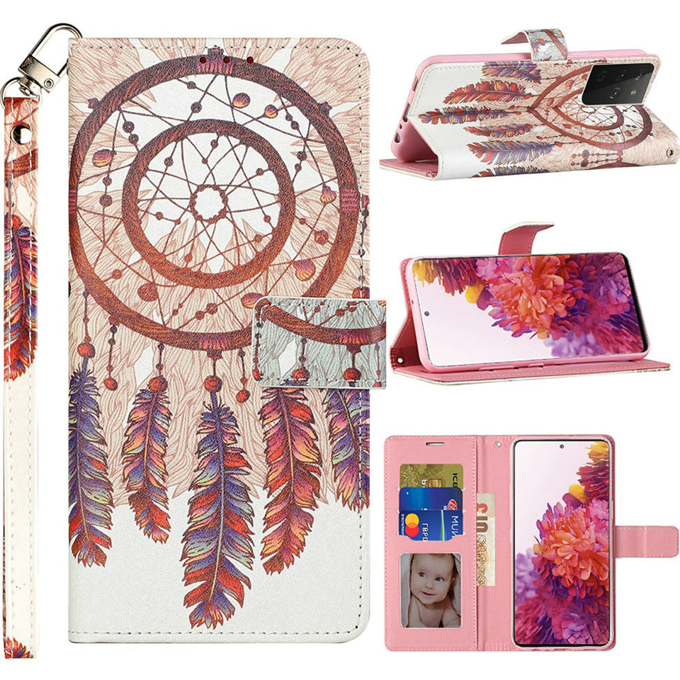 For Apple iPhone 13 Pro (6.1") Design Wallet Case ID Money Credit Card Holder Leather Folio Pocket Flip Pouch & Strap  Phone Case Cover