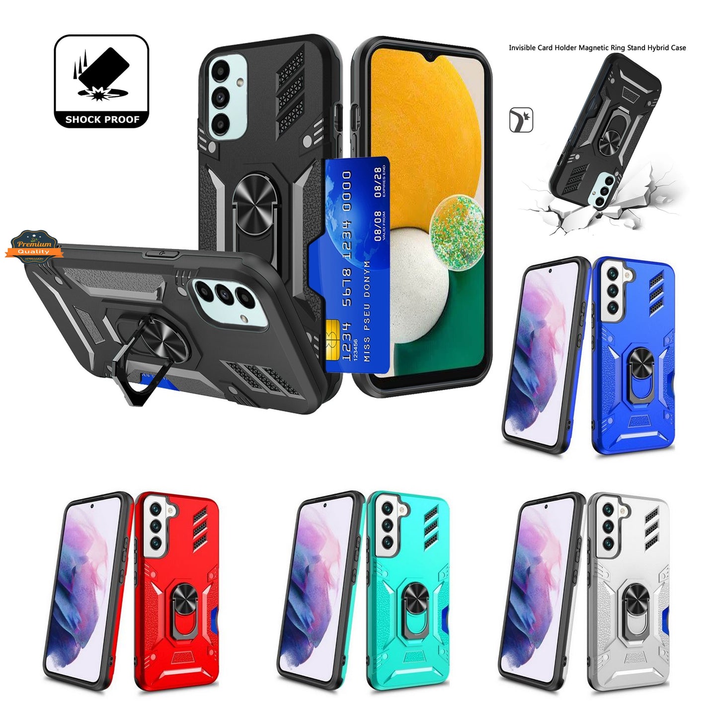 For Motorola Moto G Stylus 5G 2022 Invisible Wallet Credit Card ID Holder with Ring Stand Kickstand Slim Shockproof Hybrid  Phone Case Cover