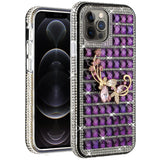 For Apple iPhone XR Fashion Luxury 3D Bling Diamonds Rhinestone Jeweled Ornament Shiny Crystal Hybrid Hard  Phone Case Cover
