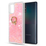 For Samsung Galaxy A22 5G Hybrid Glitter Luxury Bling Sparkling Liquid Quicksand Glittering Sparkle TPU Rubber PC with Ring Stand Holder Kickstand  Phone Case Cover
